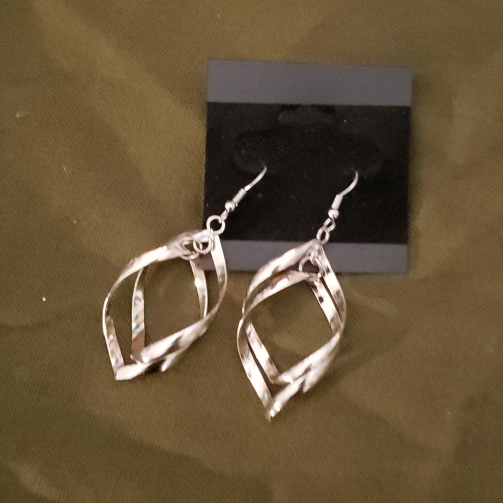 Silver Tone Spiral Earrings